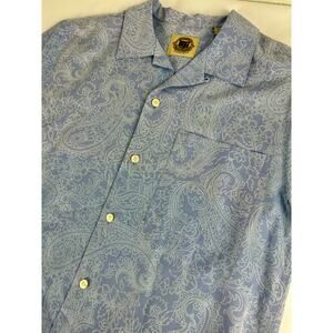 Pusser's West Indies Silk Shirt Blue Paisley Nautical Coastal Preppy Hawaiian  S